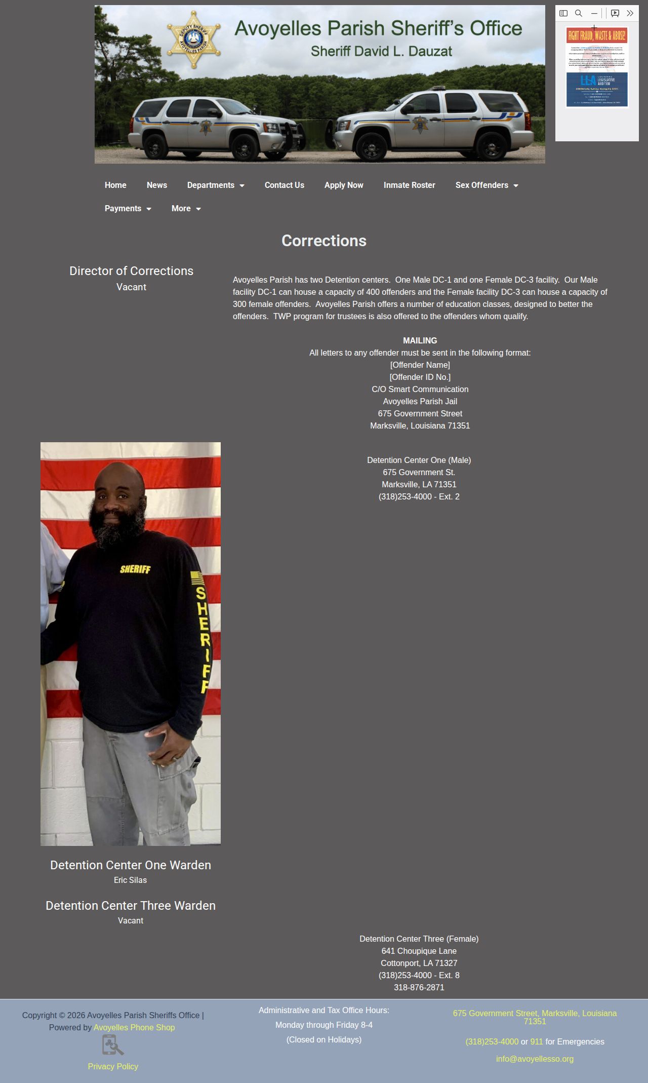 Avoyelles Parish released inmate facilities DC-1 and DC-3